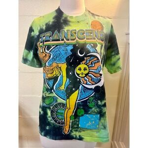 Liquid Blue Men's Light Fantasy Transcend Tie Dye T Shirt Size Small Green